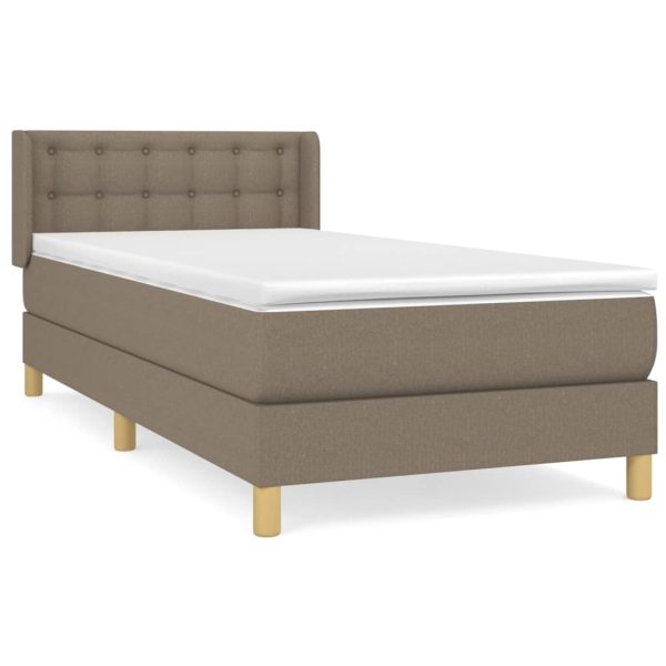 Pat box spring cu saltea, gri taupe, 100×200 cm, textil