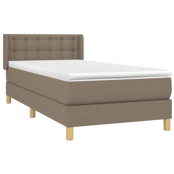 Pat box spring cu saltea, gri taupe, 100×200 cm, textil