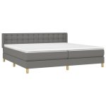 Pat continental cu saltea, gri închis, 160×200 cm, țesătură
