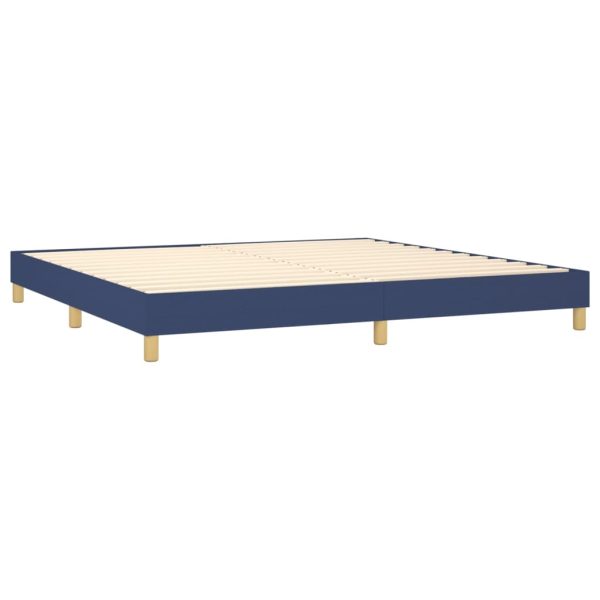 Pat box spring cu saltea, albastru, 200×200 cm, textil