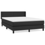Pat box spring cu saltea, negru, 140×200 cm, piele ecologică
