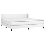Pat box spring cu saltea, alb, 200×200 cm, piele ecologică