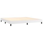 Pat box spring cu saltea, alb, 200×200 cm, piele ecologică