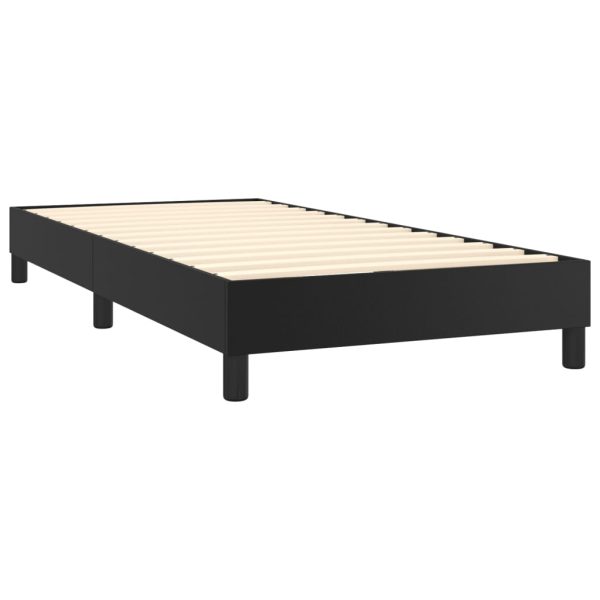 Pat box spring cu saltea, negru, 90×190 cm, piele ecologică