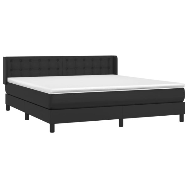 Pat box spring cu saltea, negru, 180×200 cm, piele ecologică