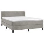 Pat box spring cu saltea, gri deschis, 140×200 cm, catifea