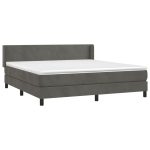 Pat box spring cu saltea, gri închis, 160×200 cm, catifea