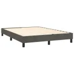 Pat box spring cu saltea, gri închis, 140×190 cm, catifea