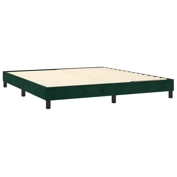 Pat box spring cu saltea, verde închis, 160×200 cm, catifea