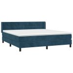 Pat box spring cu saltea, albastru închis, 160×200 cm, catifea