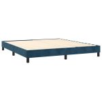 Pat box spring cu saltea, albastru închis, 160×200 cm, catifea