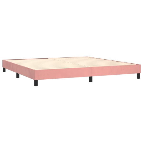 Pat box spring cu saltea, roz, 200×200 cm, catifea