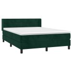 Pat box spring cu saltea, verde închis, 140×190 cm, catifea