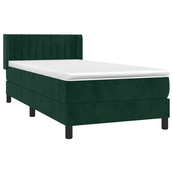 Pat box spring cu saltea, verde închis, 100×200 cm, catifea