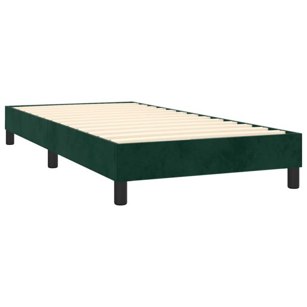 Pat box spring cu saltea, verde închis, 100×200 cm, catifea