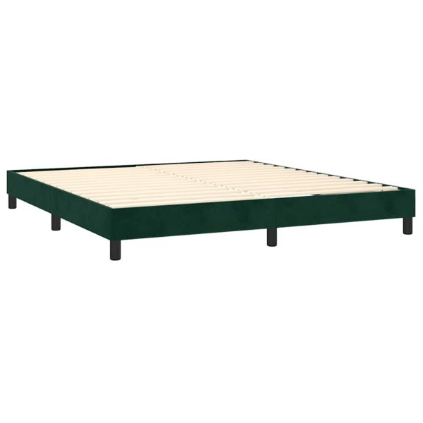Pat box spring cu saltea, verde închis, 180×200 cm, catifea