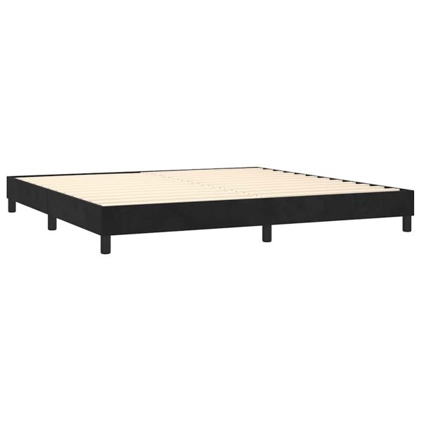 Pat box spring cu saltea, negru, 200×200 cm, catifea