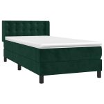 Pat box spring cu saltea, verde închis, 80×200 cm, catifea