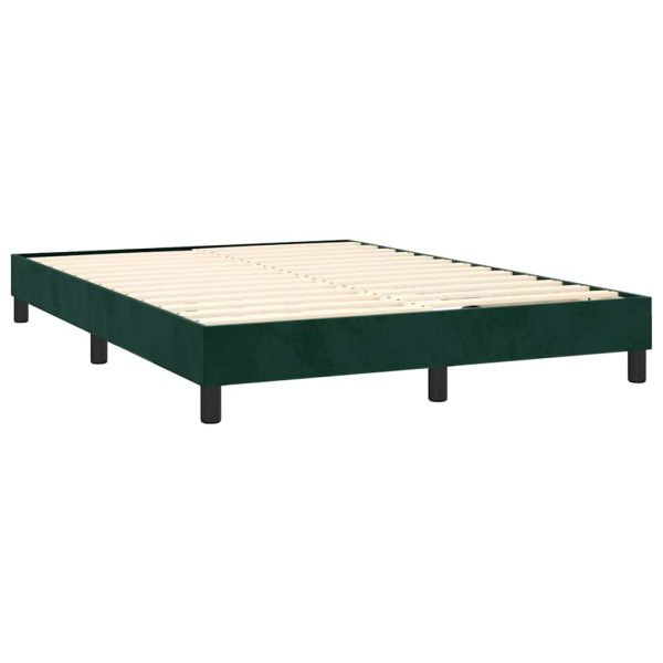 Pat box spring cu saltea, verde închis, 140×200 cm, catifea