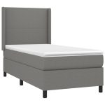 Pat box spring cu saltea, gri închis, 100×200 cm, textil