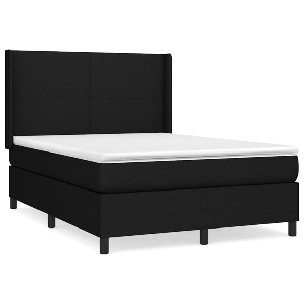 Pat box spring cu saltea, negru, 140×190 cm, textil