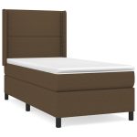 Pat box spring cu saltea, maro închis, 80×200 cm, textil
