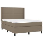 Pat continental cu saltea gri taupe 140×200 cm material textil