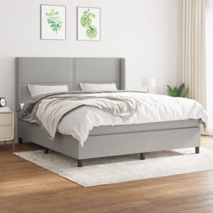 Pat continental, gri deschis, 180×200 cm, material textil