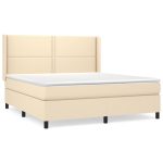 Pat continental cu saltea, crem, 180×200 cm, textil