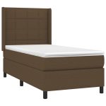 Pat box spring cu saltea, maro închis, 80×200 cm, textil