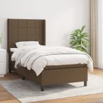 Pat box spring cu saltea, maro închis, 80×200 cm, textil