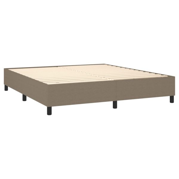 Pat box spring cu saltea, gri taupe, 160×200 cm material textil