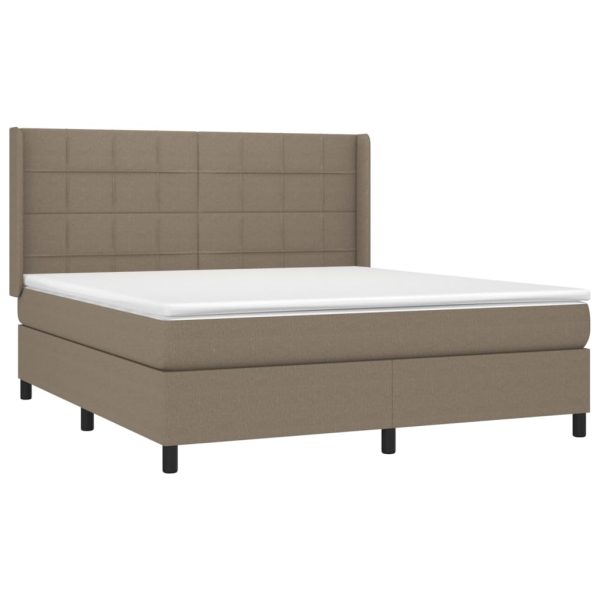 Pat continental cu saltea, gri taupe, 180×200 cm, textil