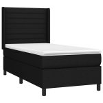 Pat box spring cu saltea, negru, 100×200 cm, textil