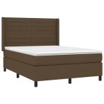 Pat continental cu saltea, maro închis, 140×200 cm, textil