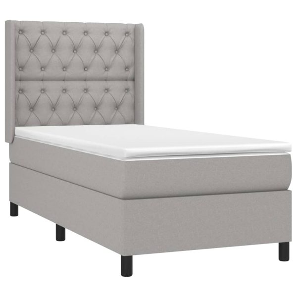 Pat continental cu saltea, gri deschis, 80×200 cm, textil