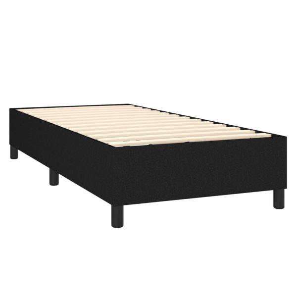 Pat box spring cu saltea, negru, 80×200 cm, textil