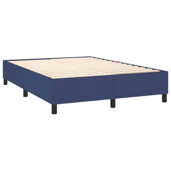Pat box spring cu saltea, albastru, 140×200 cm, textil
