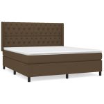 Pat box spring cu saltea, maro închis, 160×200 cm, textil