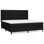 Pat box spring cu saltea, negru, 200×200 cm, textil
