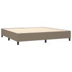 Pat box spring cu saltea, gri taupe, 200×200 cm, textil