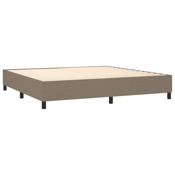 Pat box spring cu saltea, gri taupe, 200×200 cm, textil