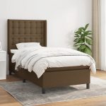 Pat box spring cu saltea, maro închis, 80×200 cm, textil
