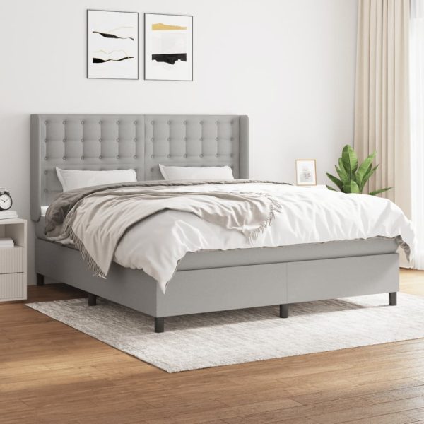 Pat continental, gri deschis, 180×200 cm, material textil