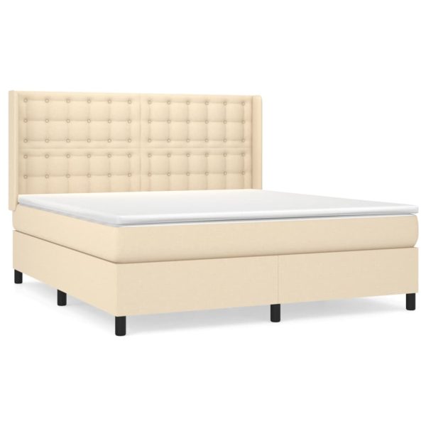 Pat continental cu saltea, crem, 180×200 cm, textil