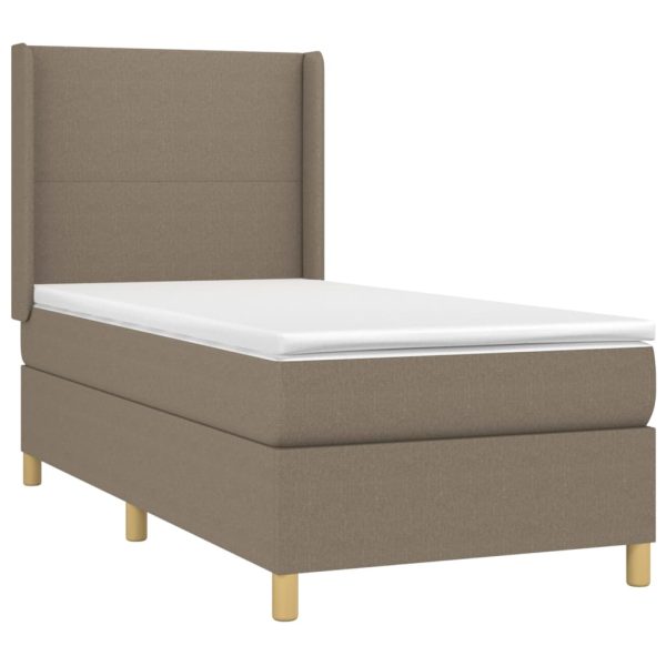 Pat box spring cu saltea, gri taupe, 100×200 cm, textil