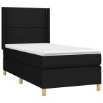 Pat box spring cu saltea, negru, 100×200 cm, textil