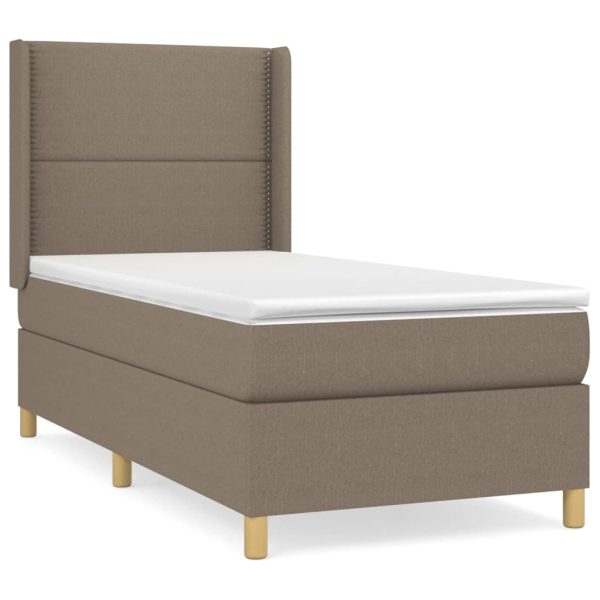 Pat box spring cu saltea, gri taupe, 100×200 cm, textil