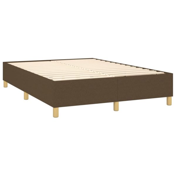 Pat continental cu saltea, maro închis, 140×200 cm, textil