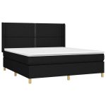 Pat box spring cu saltea, negru, 160×200 cm, textil
